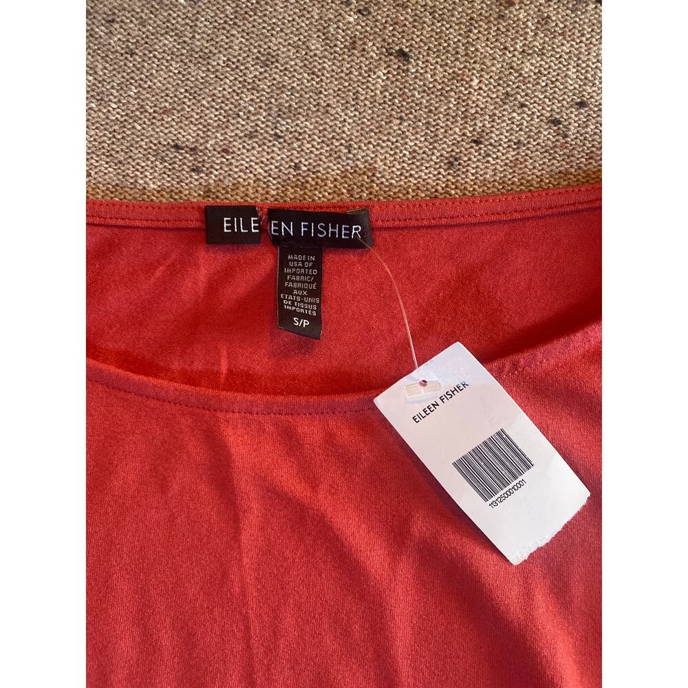Eileen Fisher Knee Length Cap Sleeve Dress Coral Small Summer NWT - Picture 2 of 5